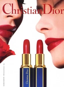 Lápiz labial Dior 1989 maquillaje rojo rojo 1 página anuncio de revista - Imagen 1 de 1