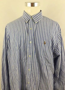 Neu Ralph Lauren Herren blau weiß gestreift Button Down Ls Hemd Gr. Xxl 2xl - Bild 1 von 6