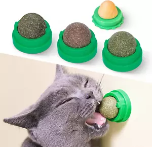 Catnip Toys Balls 4 Pcs, Extra Cat Energy Ball, Edible Kitten Silver....(Green) - Picture 1 of 6