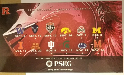 2016 Rutgers University Football Schedule Magnet 7" x 4" Cover