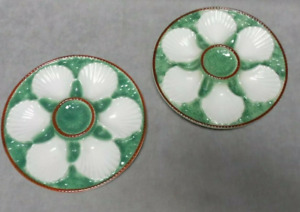 2 Vintage French Majolica  OYSTER PLATES