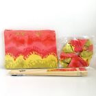 VALENTINO Beauty Cosmetic Makeup Bag Gift Set - Pouch, Scrunchie, Fan - NEW