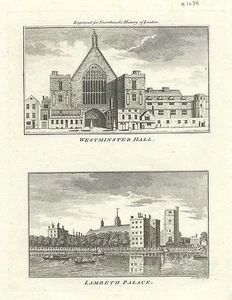 Antique engraving, Noorthouck, Westminster Hall / Lambeth Palace - Picture 1 of 1