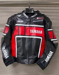 Yamaha Motorbike Leather Jacket Motorcycle Sports Racing MotoGP Leather Jacket - Picture 1 of 3