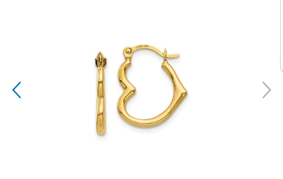 14k Yellow Gold Heart Shaped Hollow Hoop Earrings (0.6IN x 0.5IN) Foto 1 de 3