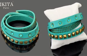 XL Armband Gürtel Wickelarmband Manchette Armreif 59cm Grün IKITA Paris Wrap - Bild 1 von 1