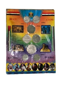 Iraqi Coins 1921 - 2003 Souvenir 8 set pack unopened BABYLON LION Dinar Fils - Picture 1 of 24