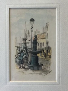 Antique G. Justinien Hand Colored Etching Print, Framed, 4 1/2" x 7" (Image) - Picture 1 of 8