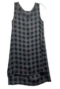 Eileen Fisher Canotta Lunga Donna in Seta XS a Scacchi Nera (C3) - Foto 1 di 4
