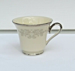 Lenox Snow Lily Coffee Cup Platinum Trim Grey Scroll White Accent Replacement - Picture 1 of 6