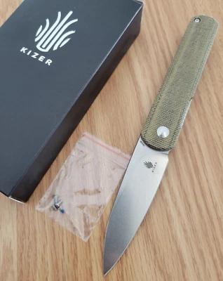 Kizer Cutlery Fiest XL Liner Folding Knife 3.25 154CM Steel Blade Micarta Handle - Image 1 of 4