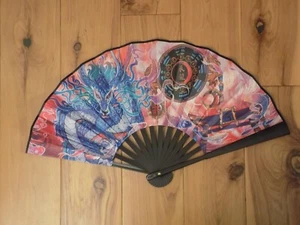 Stampa arte giapponese ventilatore pieghevole a mano seta decorazione moda drago e pesce - Foto 1 di 4