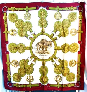 AUTHENTIC HERMES SCARF HORSES F. De La PERRIER VINTAGE c.1970 - Picture 1 of 5