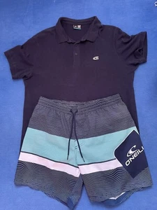 o neill badeshorts L und Poloshirt XL Blau Set 2 Teile - Bild 1 von 8