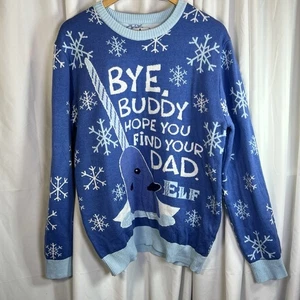 Elf Movie Narwhal Bye Buddy Hope You Find Your Dad Strickpullover Gr. M Weihnachten - Bild 1 von 11