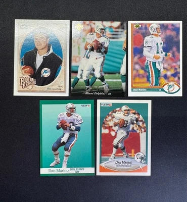 (5) Dan Marino Fleer Upper Deck Football Heroes NFL  Miami Dolphins - Image 1 of 2