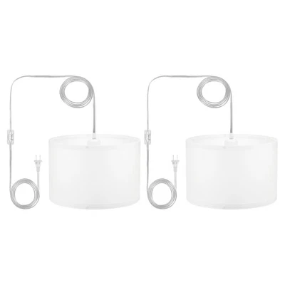 Подвесной светильник со штепсельной вилкой, упаковка из 2 шт., веревочный шнур 15 футов, подвесной светильник, крепление белое - Изображение 1 из 4