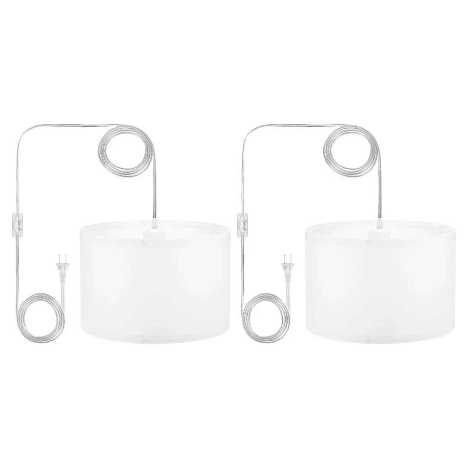 Plug in Pendant Light, 2 Pack 15Ft Rope Cord Hanging Lamp Fixture White - Image 1 of 4
