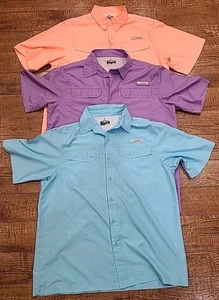 HABIT Herren L blau lila orange Kurzarm UPF 40+ Angelhemd 3 Stück - Bild 1 von 15