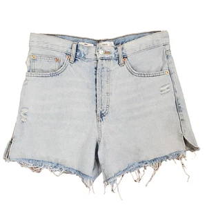 Pantalones Cortos Mango MNG Denim Andy Jean Tiro Alto Deshilachado Lavado Ligero 6 Aberturas Preppy Playa - Imagen 1 de 12
