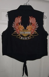 HARLEY-DAVIDSON XL WOMENS DENIM VEST/TOP - Picture 1 of 7