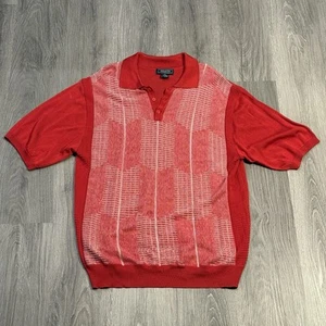 Camisa Suéter Panel Polo Tejido Texturizado Rojo Peletti Estilo Años 50 De Colección Para Hombre’s 3XL Golf - Imagen 1 de 7