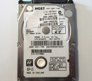 Hitachi HTS545050A7E362 Pn: 0J34245 MLC : DA5754 Tailandia 500gb 2.5" SATA HDD - Imagen 1 de 10