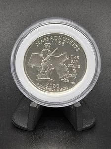 2000 S Silver Proof Massachusetts State Quarter   - Picture 1 of 5