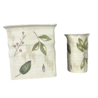 Croscill AUTUMN LEAVES CERAMIC TISSUE BOX COVER TOOTH BRUSH HOLDER bathroom Set - Image 1 of 4