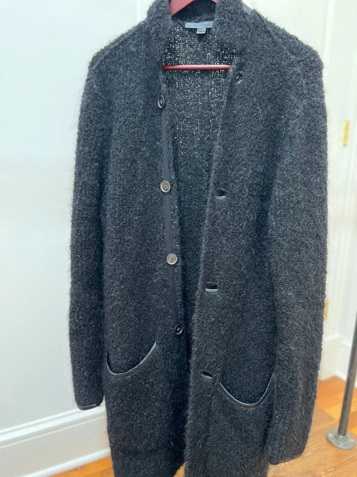 Chaqueta Suéter John Varvatos Unisex Cuero Recortado Gran Tamaño Bouclé Foto 1 de 4