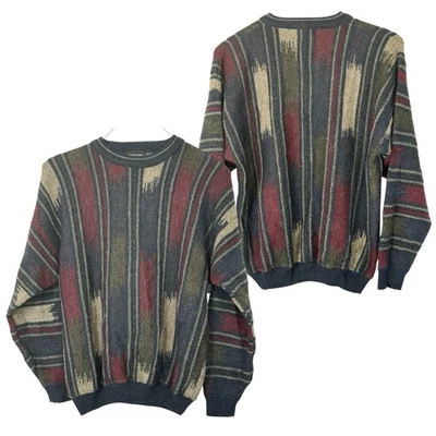 VTG 90s Grandpa Sweater XL Wool Italy Fuzzy Grunge Slouchy Dark Academia Earthy - Image 1 of 4