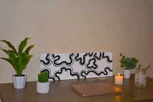 Modern Abstract Black and White Wall Art Canvas - Picture 1 of 4