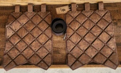 HiiFeuer Armadura de Muslo Medieval Imitación Cuero, Retro Doble Lado Cintura Armadura Marrón Foto 1 de 4