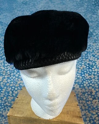 Vintage Pillbox Hat Styled By Coralie Black VELVET, Church, Wedding Derby~ Sz 7 - Image 1 of 4