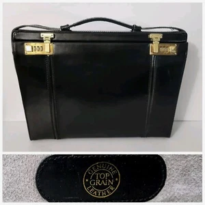 Vtg FRANZEN Briefcase Top Grain Leather Suede Lined Combo Lock Romania 13x17” - Picture 1 of 15