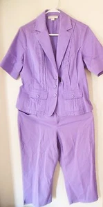 TUTA COMPLETA COLDWATER CREEK TG P8 VIOLA 2 PEZZI MISTO COTONE CAPRI - Foto 1 di 5