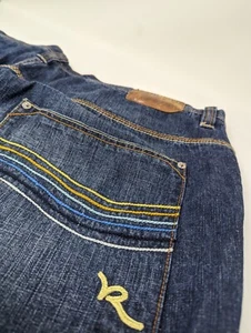 Rocawear Herren Gr.42 100 % Baumwolle Denim Jeansshorts Baggy Hip Hop blau & braun Stickerei - Bild 1 von 10