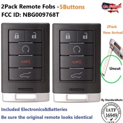 2 Llaveros remotos de proximidad inteligentes para Cadillac SRX ATS XTS 2010-2015 NBG009768T Foto 1 de 4