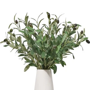 5 Olive Tree Branches 18" for Vase Fake Plants 72 Leaves, Artificial Greenery - Picture 1 of 10
