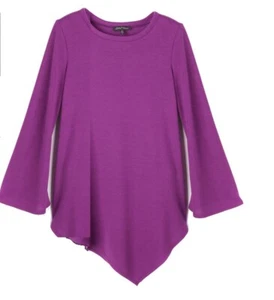 Slinky Brand Flare Sleeve Angle-Hem Sweater Tunic (580012A-K), Medium B-105 - Picture 1 of 2