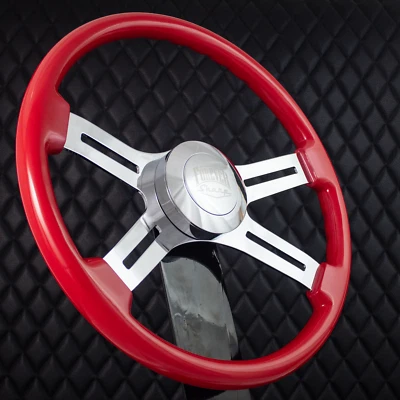 (T01) 18 дюймов хромированный двойной классический руль большая установка красный 86-06 Freightliner - Изображение 1 из 4