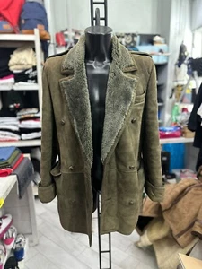 Valentino Abrigo de Piel Usado Mujer Tg46 Verde LLV640 - Imagen 1 de 24