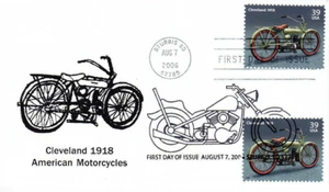 FDC #4086  (4085-4088) Motorcycles - Cleveland 2 Stamps 2 Diff 1st Day Cancels - Picture 1 of 1