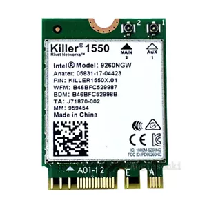 Killer Wireless AC 1550 Module Bluetooth 5.0 WLAN m.2 2230/ NGFF Card Adapter - Picture 1 of 4