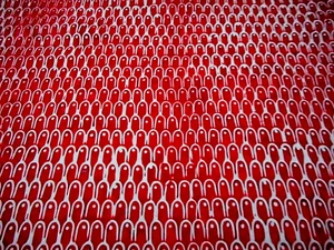 Batik Fabric By Half-Yard SALE White Scallops on Red Quilting Cotton #18 C - Picture 1 of 2