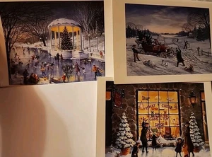 KARL DOERFLINGER 1989 VINTAGE NOS CHRISTMAS ART CARDS & ENVELOPES LITHOGRAPHS X3 - Picture 1 of 12
