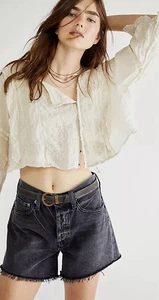 Camicia di lino Magnolia Pearl Grete cropped 2 vie SEXY 836 Moonlight nuova con etichette-OS - Foto 1 di 20