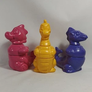 Tupperware Vintage 1992 Set Completo di 3 Dinosauri Drago Impilabile Tuppertoys - Foto 1 di 15
