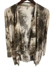 Luisa Cerano Women's Brown Tie Dye Cardigan Sz 10 100% Cotton - Picture 1 of 5