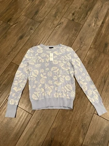 Suéter Floral Ann Taylor Azul y Blanco Nuevo Con Etiquetas - Imagen 1 de 4
